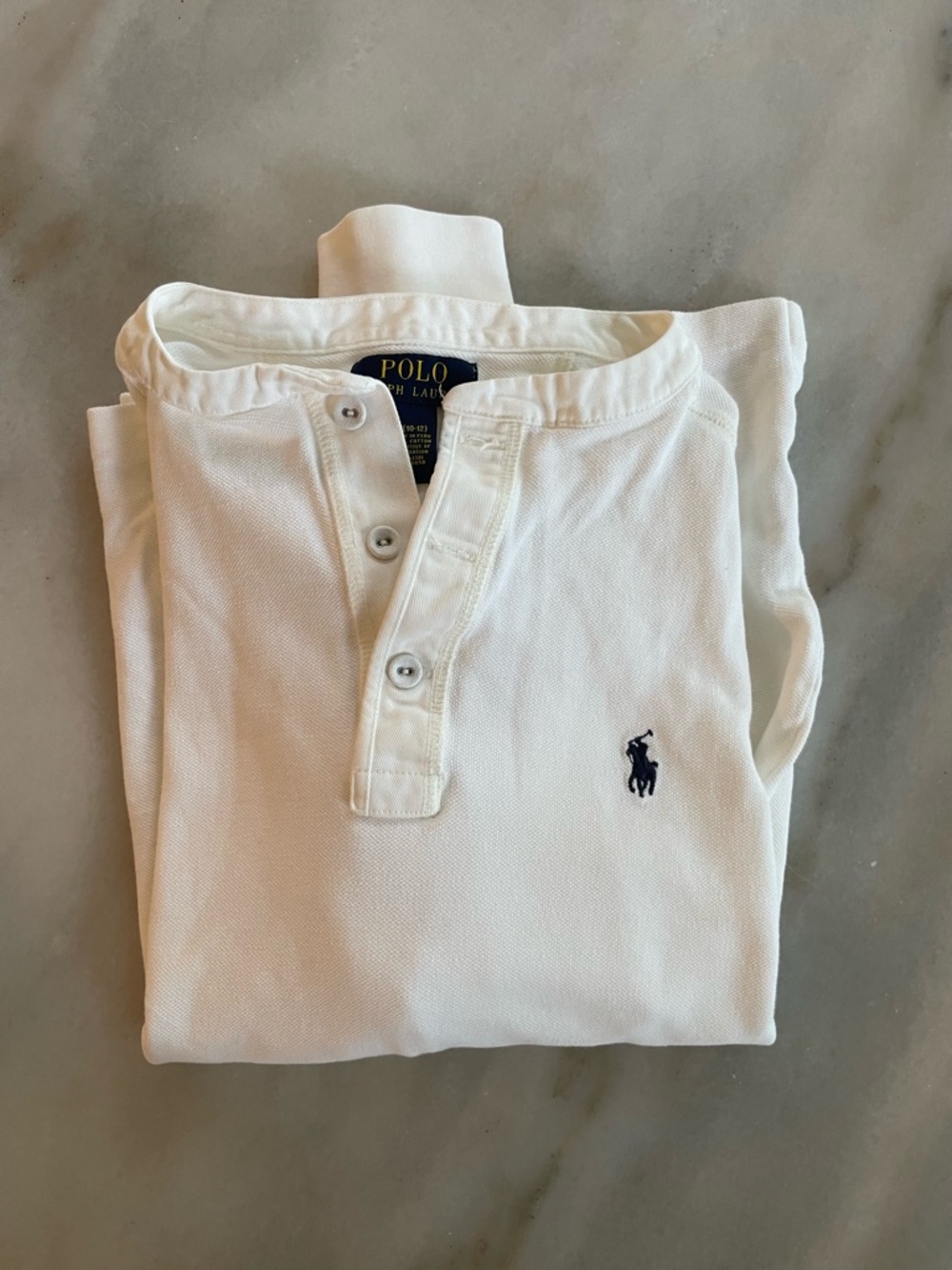 Polo by Ralph Lauren White Polo Henley with Navy Tag size M